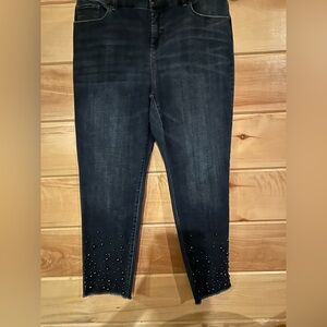 Chico's size 2R So Slimming Girlfriend Slim Ankle black pearl embellishment NWT